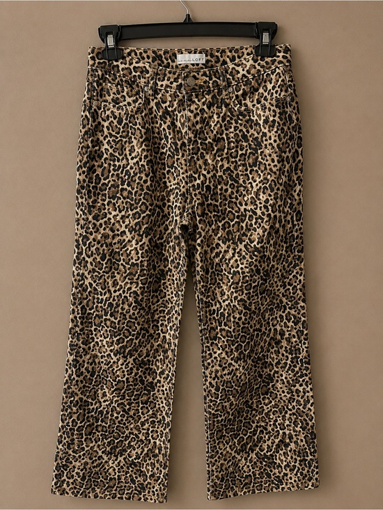 LOFT Denim - LOFT Leopard-Print Wide Leg Jeans in Brown and Black